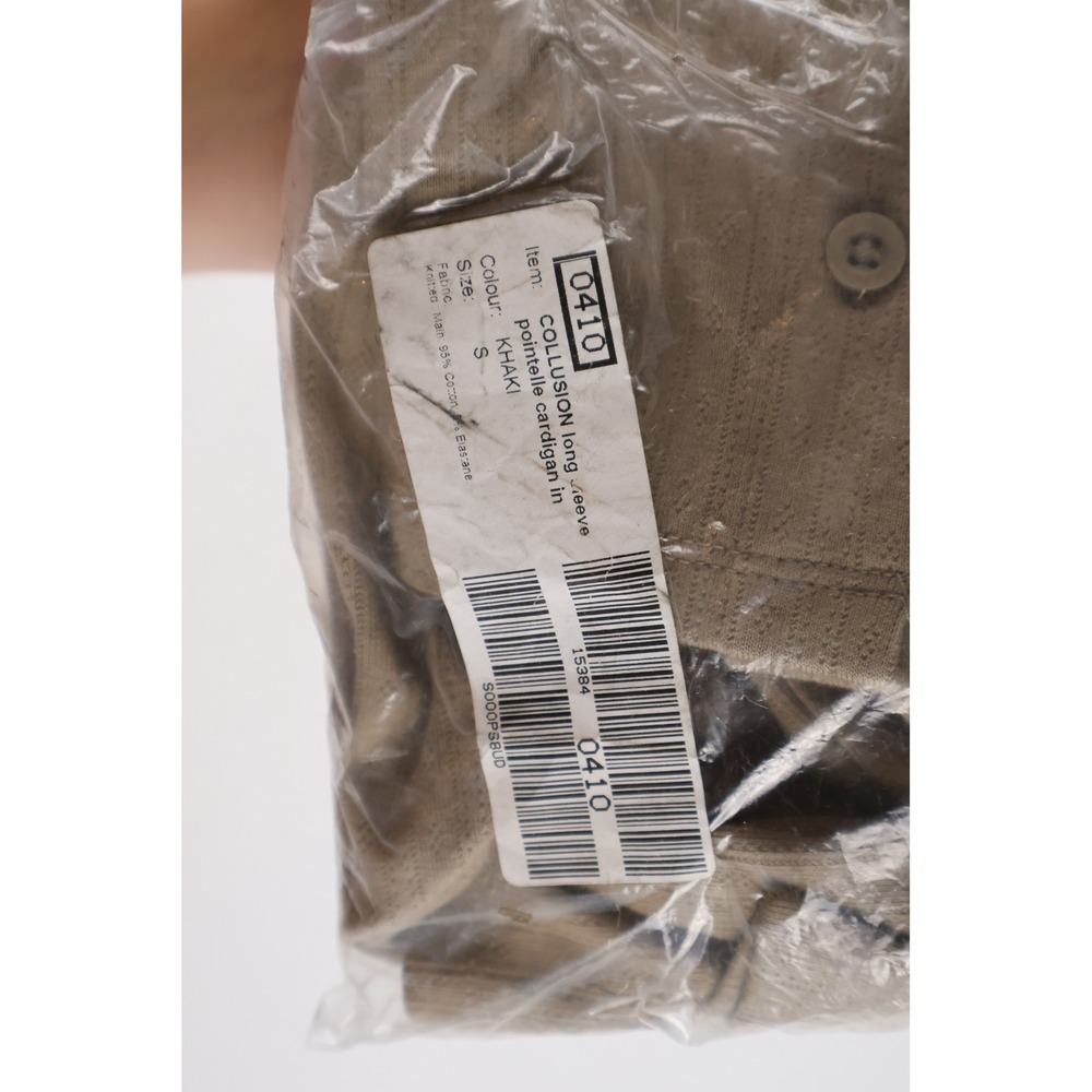 COLLUSION Cardigan Pointelle Long Sleeve Khaki Tan S NWT